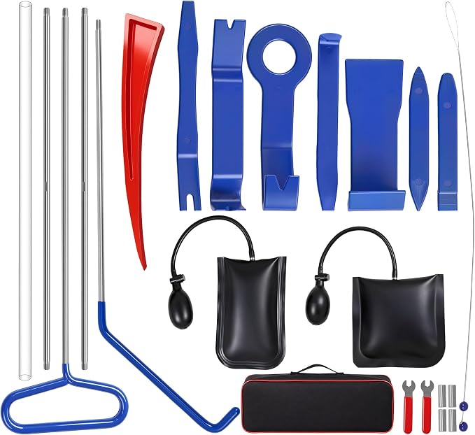 23-Piece Professional Automotive Tool Kit, Stainless Steel Car Door Repair Tool Set for Authorized Roadside Assistance, Vehicle Maintenance and Auto Service