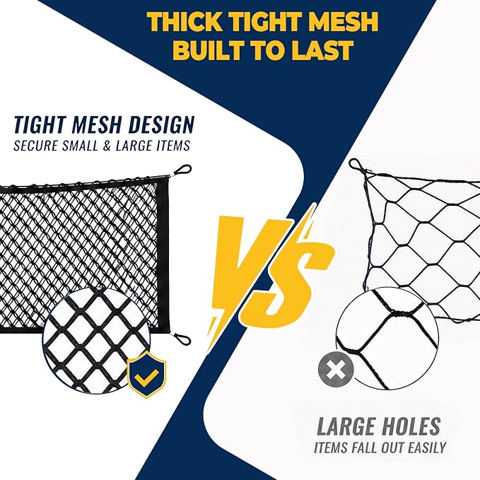 Side Cargo Net for GMC Sierra, Chevy Silverado, Dodge RAM 1500 2019-2026 | Heavy Duty Mesh Tailgate Net for Tools,Groceries,Keeping Truck Beds Tidy. Firm Grip Prevents Cargo From Sliding While Driving