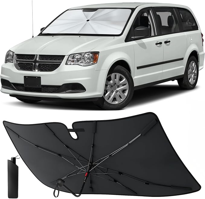 EcoNour Windshield Sunshade & Window Tint for Dodge Caravan 2008-2020 | Front Window Sun Shade UV Heat Shield | Foldable Car Windshield Sun Visor Protector Interior Cooling Accessories