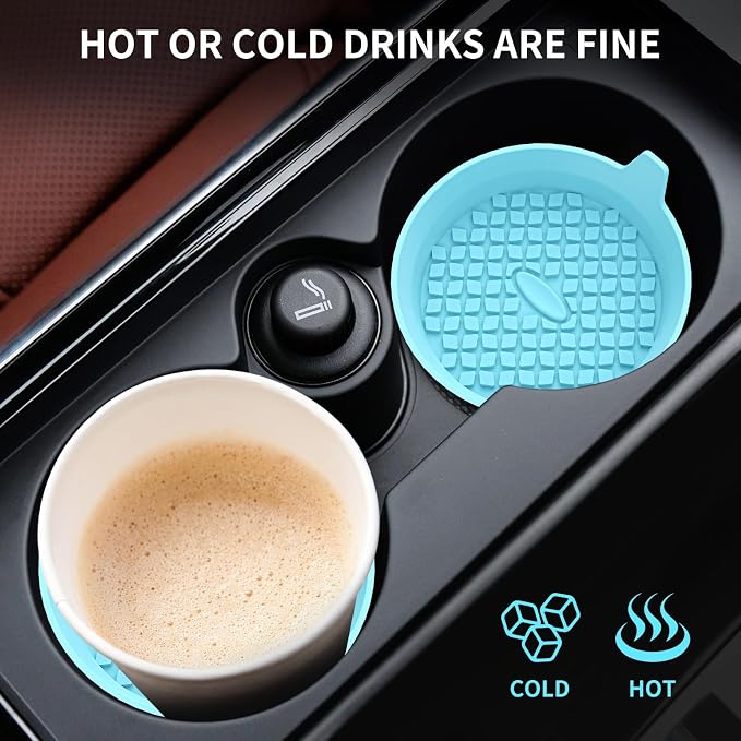 ME.FAN Car Cup Holder Coasters [4 Pack] Silicone Cups Mats, Automotive Universal Non-Slip Recessed Interior Accessories Sky Blue