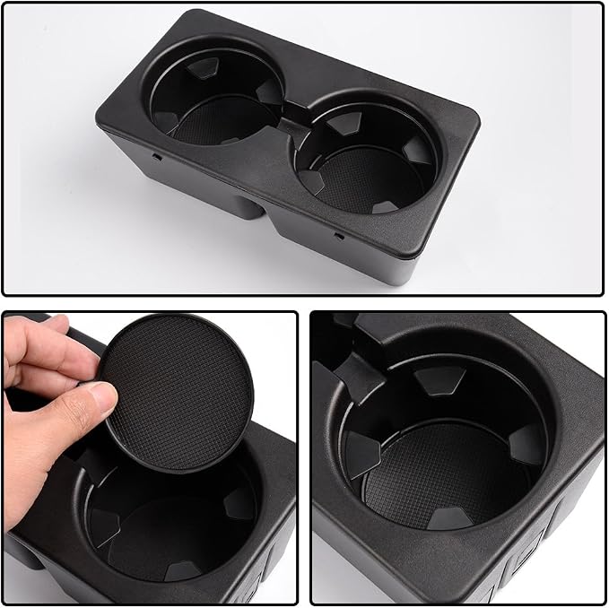 ALLGOOD Dual Cup Holder Insert, Compatible with Chevy Silverado/Avalanche/Suburban/Sierra/Yukon/Escalade 2007-2014, Black Drink Holder 1pc