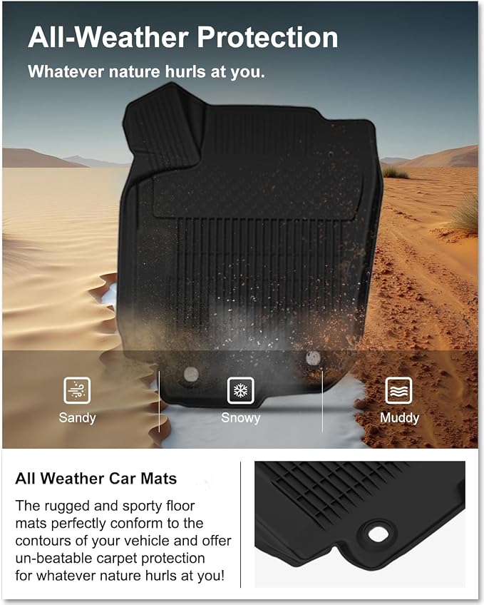 Kiwi Master Floor Mats for 2013-2018 Toyota RAV4 (Non-Hybrid) | OEM Replacement PT908-42165-20, Custom Fit All Weather Car Mats, Heavy Duty TPE Floor Liners, Front & Rear 2 Row Set, Black
