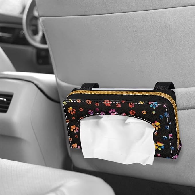 Universal Car Sun Visor Tissue Holder Paws PU Leather Tissue Box Holder Car Visor Backseat Case Holder Tissue Holder for Backseat