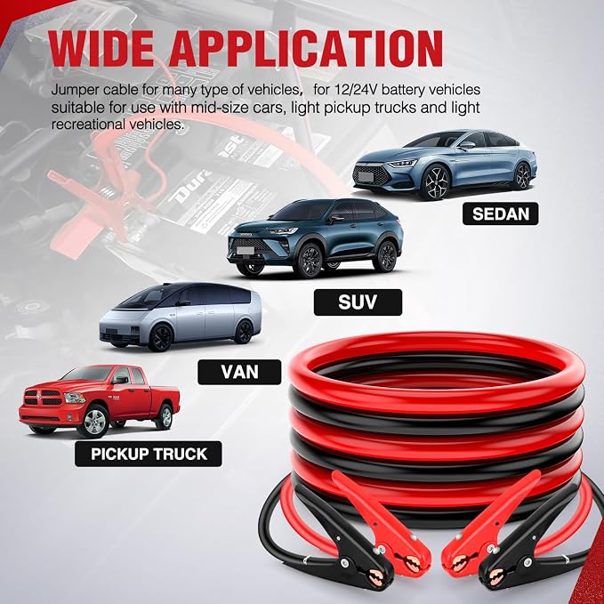 Nilight Jumper Cables for Car Battery 2 Gauge 16 FT Booster Cable Heavy Duty 800 A CCA with Carrying Bag Jump Start Emergency Kit Pickup Truck RV Vans SUV