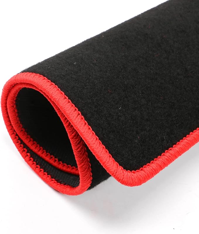 Fit 2016-2021 Honda Civic Black with Red Edge and FC Logo Floor Mat | IKON MOTORSPORTS, OEM Fitment Style, All Weather Waterproof Anti-Slip Floor Liners