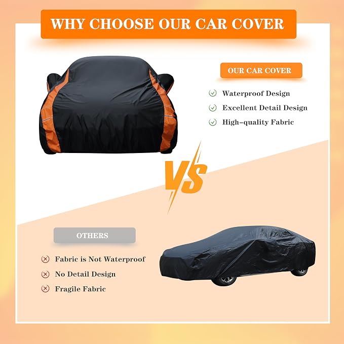 in Full Exterior Waterproof Car Cover All Weather, Waterproof,UV Resistant, Dustproof, and Snowproof Fit Audi e-tron GT,BMW 3/5 Series,Dodge Challenger/Charger,CLS etc.Size C5