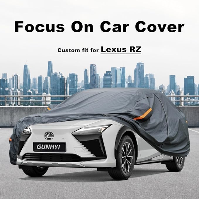 GUNHYI Premium Car Cover Custom Fit Lexus RZ, 16 Layers Heavy Duty Car Cover Waterproof All Weather with Zipper Door for Sun Rain Snow Dust Uv Protection