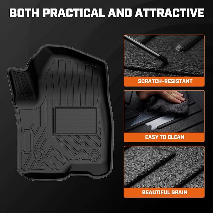 Mixsuper Floor Mats for 2019-2026 Chevy Silverado/GMC Sierra 1500 Crew Cab, 2020-2026 Chevrolet Silverado/GMC Sierra 2500HD/3500HD Crew Cab (Fit with Rear Under-Seat Storage Box) with Door Sill Guards