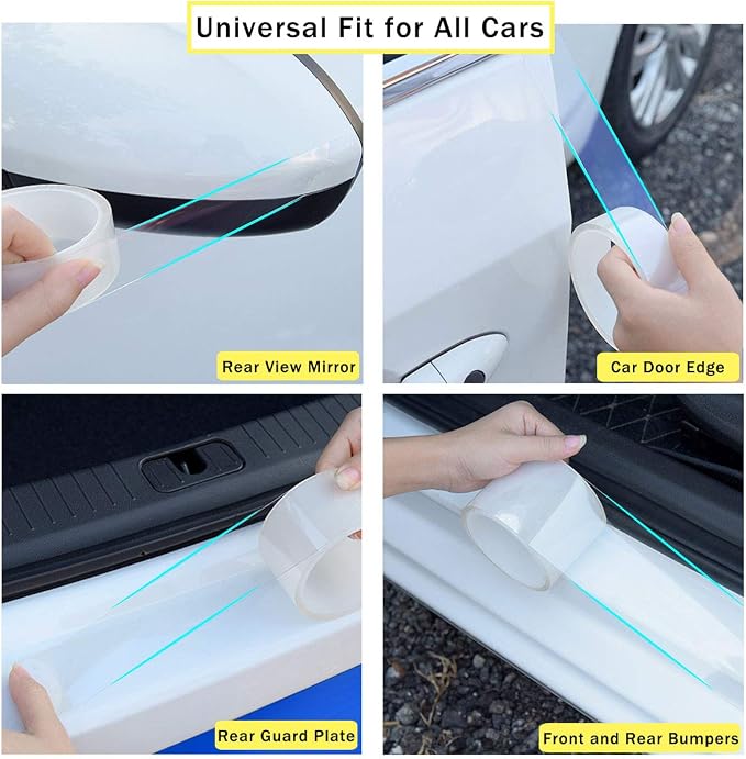QBUC Car Door Entry Guards Scratch Cover Protector Paint Threshold Guard,Door sill Protector,Front Rear Door Entry Sill Guard Scuff Plate for Most Cars,2in9.8ft(5cm*3m) Transparent