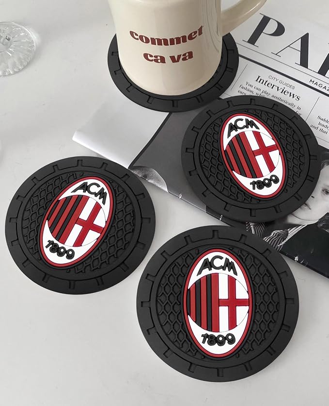Cup Holder Insert Coaster for A.C.Milan UEFA UCL Fans,Anti Slip Car Cup Coaster Interior Accessories