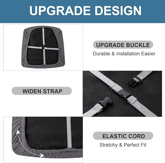 Genina Waterproof Seat Covers for Dining Room Chairs, Stretch Chair Covers Removable Washable Dinning Room Kitchen Chair Seat Cushion Slipcovers (Argyle-Dark Gray, 2 PCS)