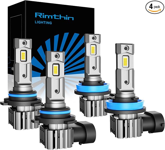 rimthin H11 9005 Bulbs Combo, 6000K White H9/H8/HB3 Fog Bulbs, Plug and Play, Pack of 4