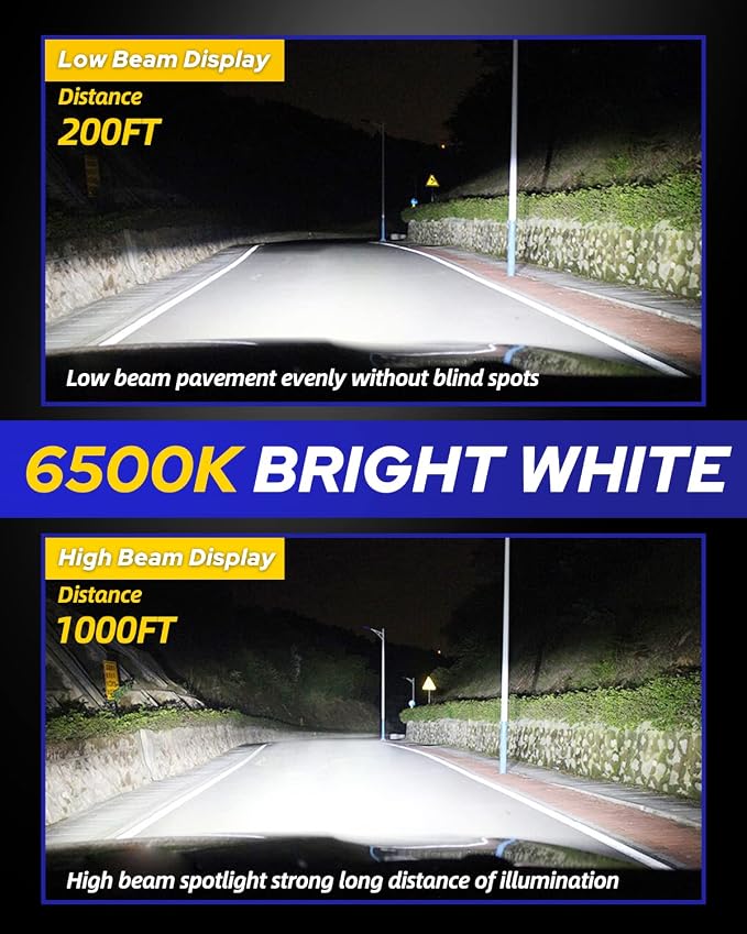 AUTOONE H7 LED Bulbs, Latest-Gen 60000LM 1200% Brighter, 6500K Cool White 1:1 Mini Halogen Size H7 H7LL Accessory Fog Light, No Extra Adapter Needed, Non-polarity Plug and Play, Pack of 2