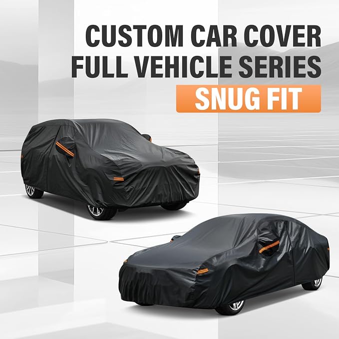 Kayme 10 Layers SUV Car Cover Waterproof All Weather [See Vehicle Size Chart for Accurate Fit] Heavy Duty Full Exterior Cover Outdoor Sun Rain Snow Wind UV Protection. Size S3 (See Size Chart)