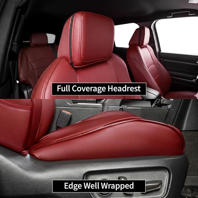 EKR Car Seat Covers Custom Fit for Toyota 4Runner(5 Seats) Full Set | for Toyota 4 Runner 2025-2026 Seat Covers for SUV,Airbag Compatible,Waterproof Pet-resistant,Faux Leather(Burgundy)