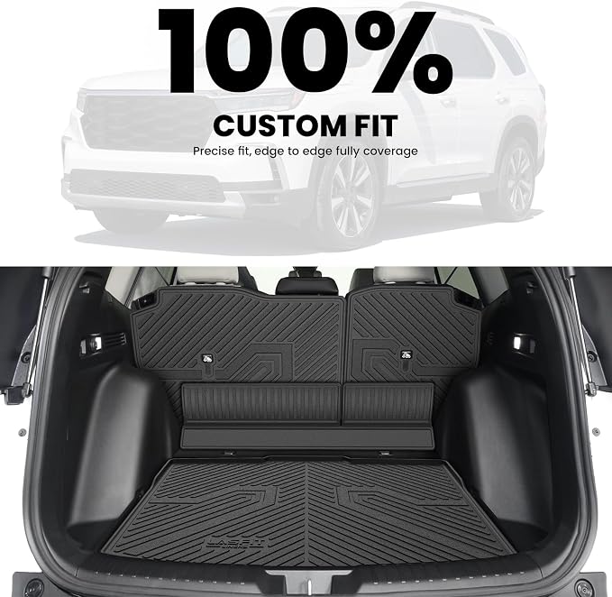 LASFIT Full Set Floor Mats for Honda CR-V 2023-2026 (Only for Gasoline), All Weather TPE Custom Fit Floor Liners 1st & 2nd Row & Seat Back Mat & Cargo Mat (Lower Position)