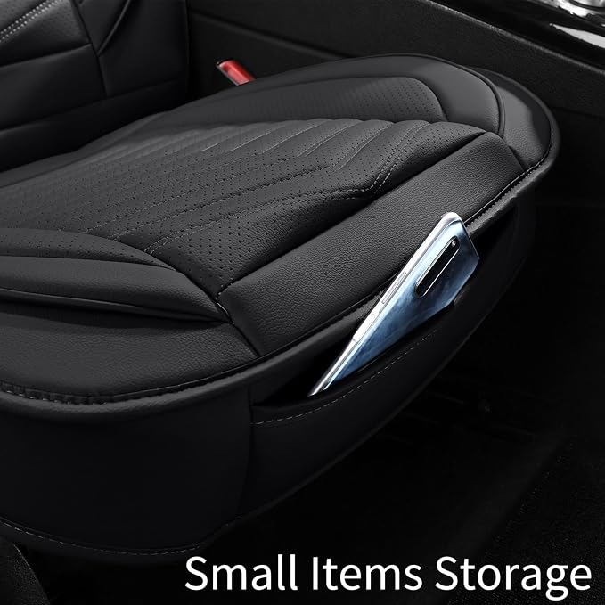 HChengkikz Front Car Seat Cover, Waterproof Faux Leather (Black) | Easy Maintenance, Airbag Compatible, Universal Fit For Most SUVs Trucks Pick-ups Sedans