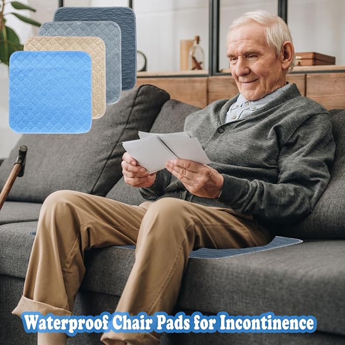 Waterproof Chair Pads for Incontinence, 4 Pack Washable Seat Protector Pads, Highly Absorbent Pee Pads for Adults Kids and Pets, Reusable Incontinence Pads for Chair Seat Wheelchair 20"x20"
