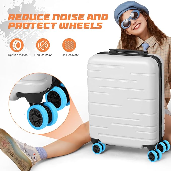 Luggage Wheel Covers, 8 PCS Silicone Wheel Protector Covers for 2-2.6 inches 8-Spinner Wheels, Wear-Resistant, Anti-Noise, Yellow