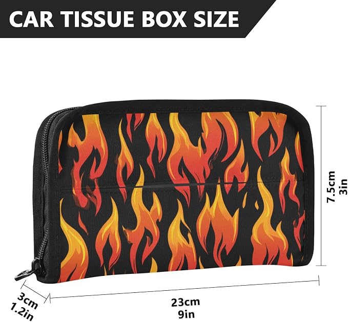 Car Tissue Holder Car Napkin Holder Tissue Box Dispenser Storage Case Sun Visor Mask Holder Accessories with Adjustable Straps Reusable Refillable Gradient Orange Red Flame