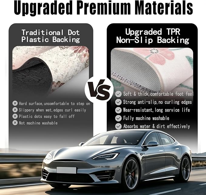Universal Fit Car Floor Mats Set of 4Pcs, Red Background Black Bars All-Weather Front Rear Car Carpet Mats, Non-Slip Car Floor Mat Car Accessories for Automotive Trucks SUV Sedans Vans