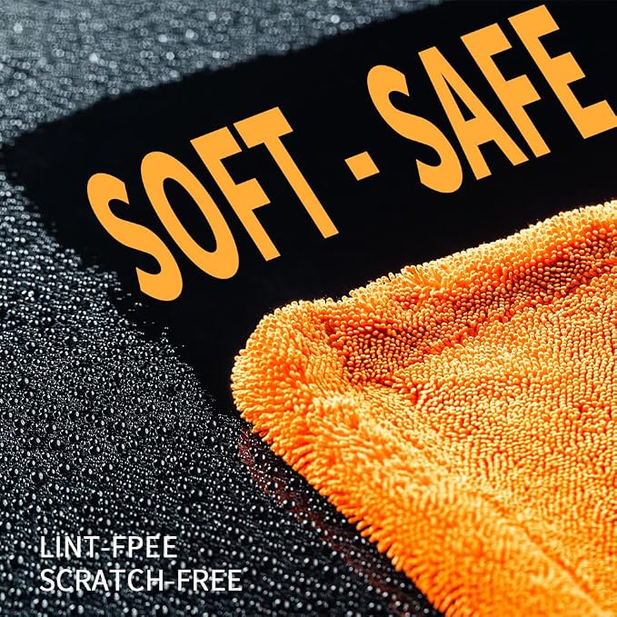 SGCB 24"x36" Car Drying Towel, 1200GSM Microfiber Towel for Cars, Twisted-Loop Drying Towel Car Detailing, Double Sided Super Absorbent, No Water Spots, Label-Free Design Car Towel