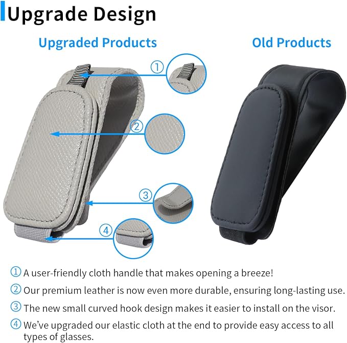 Yuoyar 2 Packs Magnetic Sunglass Holder for Car Visor (4Pcs Grey) | Magnetic Interior Car Accessories