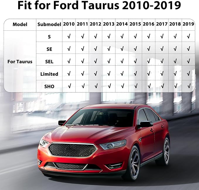 Floor Mats for Ford Taurus 2010-2019, Custom Fit TPE Liners | All Weather Waterproof Floor Mats with Cargo Liner, Anti-Slip TPE Rubber Protection, Full Set for 1st & 2nd Row and Trunk