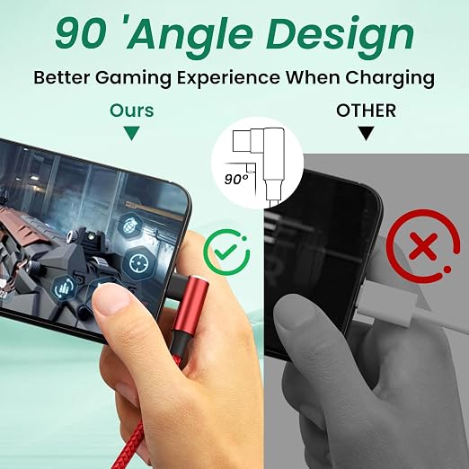Travel Vacation Essentials USB C Multi Charging Cable, Right Angle 4 in 1 Charging Cable, Phone Charger Cords with IP/Type C/Type C/Micro Port, Compatible with Most Cell Phones and More（1Pack 5FT）