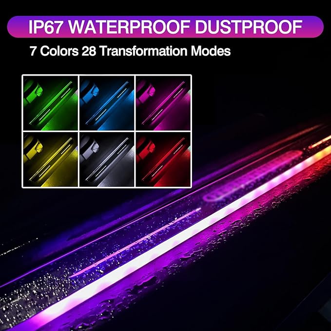 Led Door Sills for Car Magnetic, Personalized Custom Text Logo Car Door Lights, 7 Colors/28 Modes Auto-Sensing Led car Door Sill Lights, Wireless Car Pedal Lights