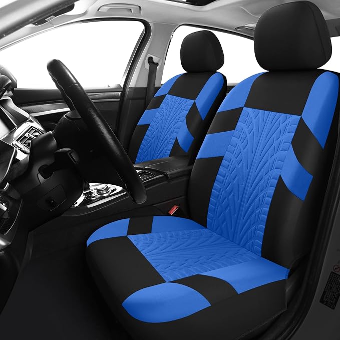 Pariitadin Car Seat Covers Full Set, Washable and Breathable Premium Cloth Automotive Vehicle Seat Cover for Car Interior, Universal Fit for Most Cars, Sedan, Truck, SUV(Black/Blue)
