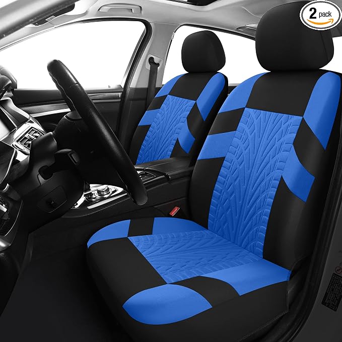 Pariitadin Car Seat Covers Front Pair, Washable and Breathable Seat Covers for Cars, Universal Fit Car Interior Covers for Most Sedan, Truck, SUV, Black/Blue