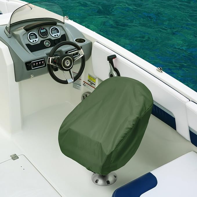 2 Pack Boat Seat Covers Waterproof 900D Heavy Duty Boat Captain Chair Cover | 24W x 22D x 20H inch, Green