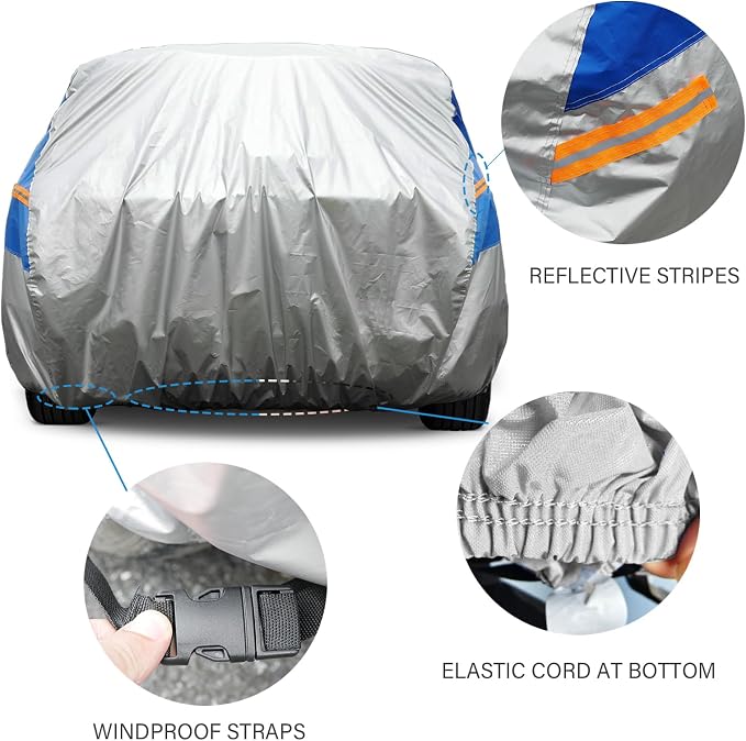 GUNHYI Car Cover Waterproof All Weather for Automobiles, Outdoor Full Car Cover Snowproof Windproof UV Protection, Universal Fit for Sedan. (Fit Sedan Length 186-193 inch, Silver)
