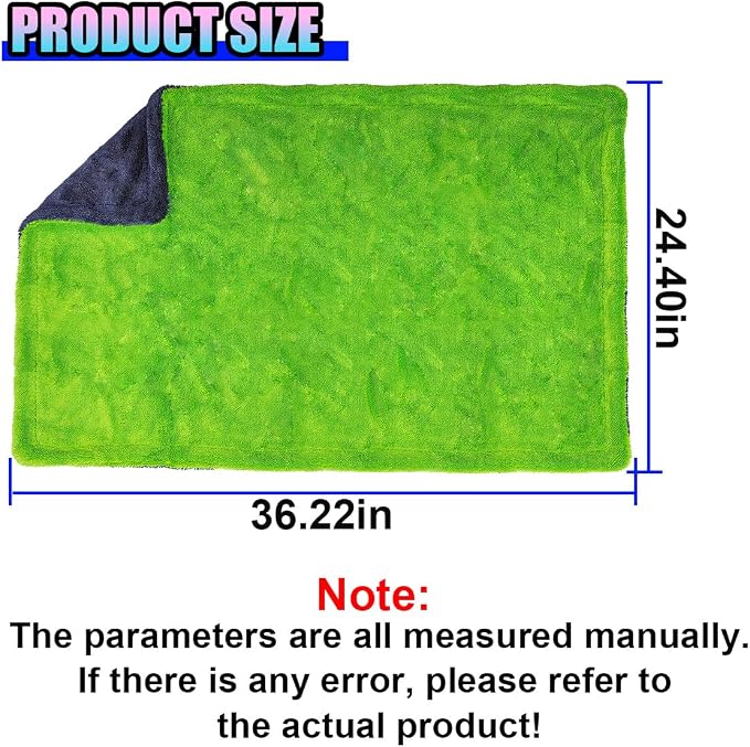 36"×24" Car Drying Towel, 1400 GSM Extra Large Microfiber Cleaning Towel with Twisted-Loop Technique, Ultra Absorbent & Scratch-Free Drying Cloth for SUV Truck RV, Machine Washable(60x90cm)