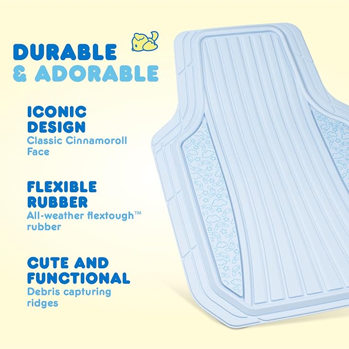 Cinnamoroll Car Mats 4pc Floor Mats for Cars Trucks SUVs Blue Car Floor Mats for Women Men Accessories Rubber Heavy Duty Cute Non-Slip Always Front Rear Hello Kitty Cute Car Accessories Blue