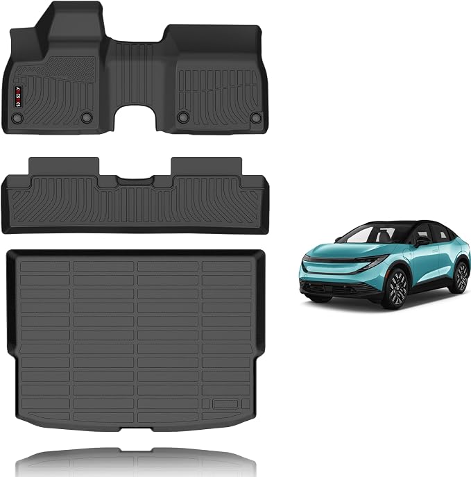 KELCSEECS Floor Mats for Nissan Leaf 2026, Black | TPE all-weather full set w/ cargo liner, anti-slip, odorless, custom fit 2026 Leaf, for commute, trips & outdoor