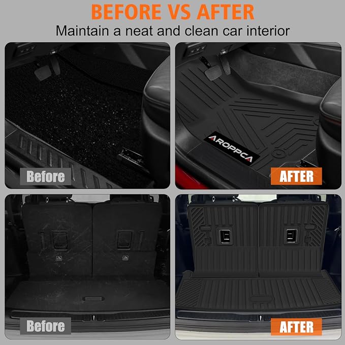 All Weather Car Floor Mats Cargo Liner with Backrest Mat for 2021-2025 2026 Jeep Grand Cherokee L (Only 6-Seats w/o Center Console), TPE Rubber Liners Full Set for Jeep Grand Cherokee Accessories