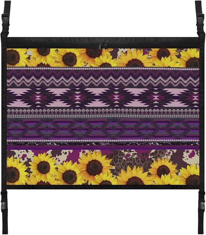 Dreaweet Sunflower Aztec Car Ceiling Cargo Net Pocket Storage Net,Purple Car Roof Storage for SUV Truck Mini Van,Car Ceiling Organizer Net Car Camping Accessories Road Trips Essentials