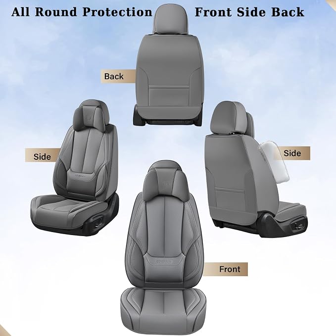 Coverado Car Seat Covers, Seat Covers for Cars, Waterproof Leather Auto Seat Protectors, Leather Car Seat Cushion, Car Interiors Accessories Universal Fit for Most Cars