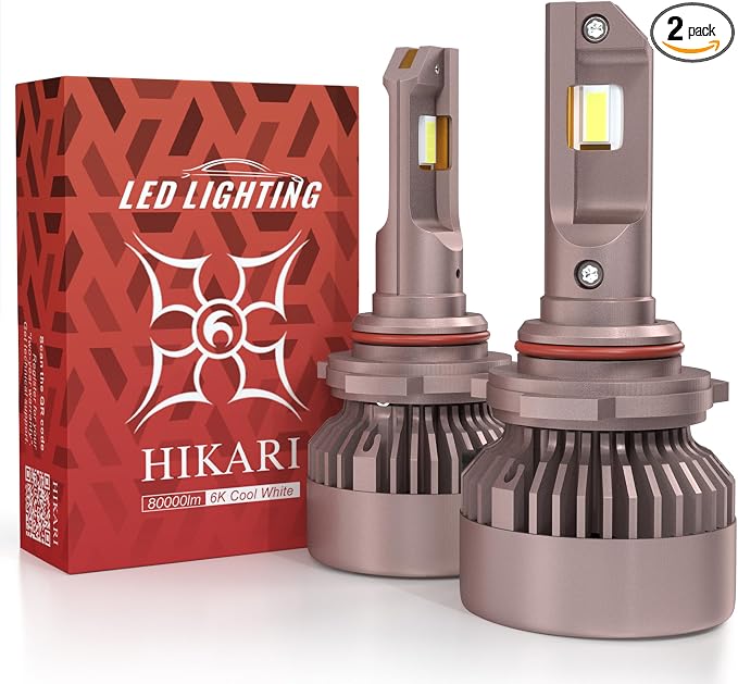 HIKARI WINGS 9006 HB4 Fog Light, 80000LM Pure White 6000K LED Bulbs, Plug & Play IP68 Waterproof Pack of 2