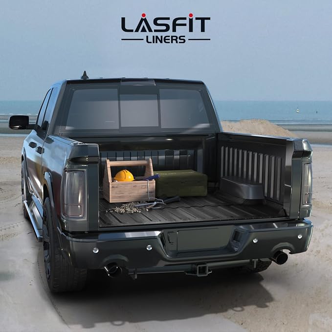 LASFIT 6.4FT Truck Bed Mat for Ram 1500 2006-2018 & Ram 2500/3500 2006-2026 & 1500 Classic 2019-2024 (6FT4/76.8 inches), NOT for Optional Rambox, All Weather Custom Fit TPE Truck Bed Liner