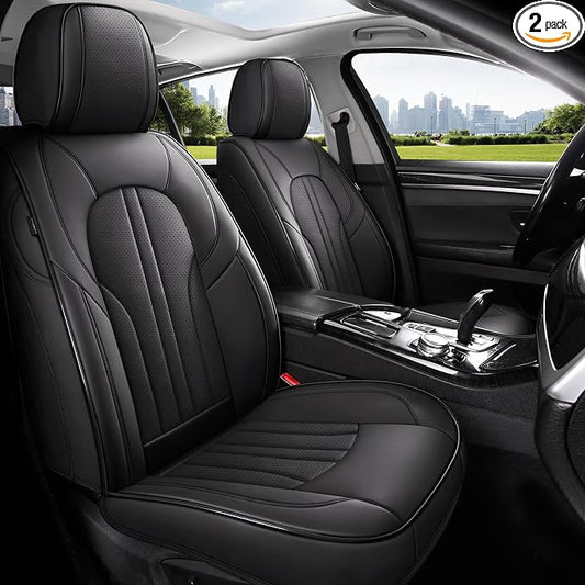 MINGBRON Front Car Seat Covers,Car Seat Protector Waterproof,Seat Covers Front Set, Car Seat Protectors,Automotive Seat Covers Fit for Most Cars Black
