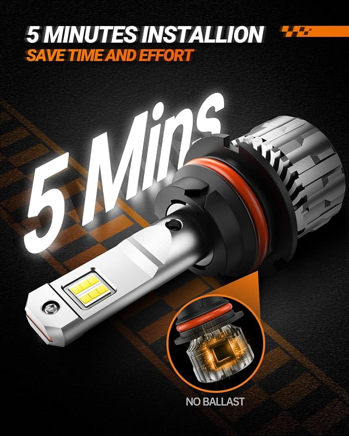 SEALIGHT 9004/HB1 LED Bulbs, 72,000LM 800% Super Bright, 6500K Cool White, Mini Size with Fan, Plug and Play, Canbus Ready Fog Light Bulbs, Powersports Accessory, Pack of 2
