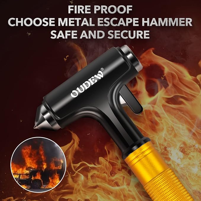 2 Packs Car Safety Hammer, Car Glass Breaker with Seat Belt Cutter, Automotive Escape Tool, Metal Window Breaker, Emergecy Safety Hammer for Accidents (Gold)