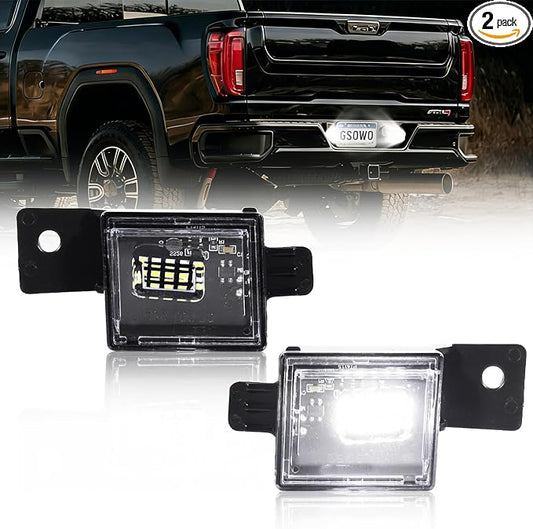 LED License Plate Lights for 2014-2023 Chevy Silverado GMC Sierra 1500 2500HD 3500HD Pickup Truck, Led Rear Tag Lamp for 2015-2022 Colorado,2015-2022 GMC Canyon, 6000K White Light, 2 Pcs