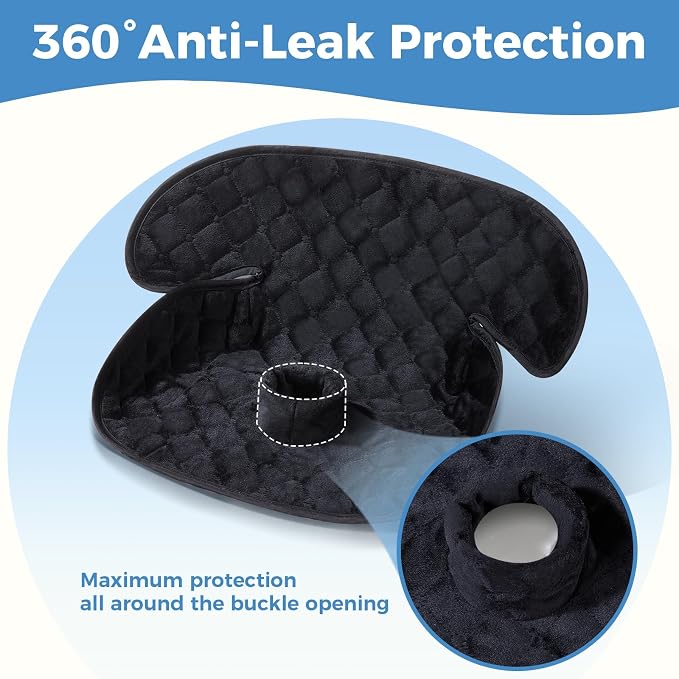 2 Pack Waterproof Piddle Pads, Potty Training Car Seat Protector & Reusable Liner – Non-Slip, Leak-Proof Cover for Car Seats, Strollers, High Chairs, Machine Washable (Black)