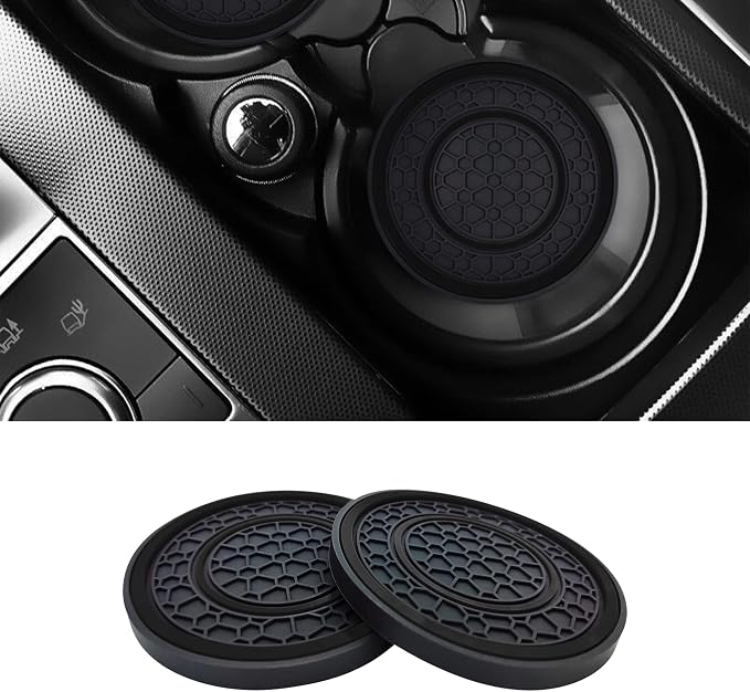 2 PCS Car Cup Holder Coaster,Car Coasters Cup Mats,2.75 Inch Universal Car Cup Coasters,Non-Slip Anti Dust Mats Cup Holder Insert Coaster, Suitable for Most Car Interior (Black)
