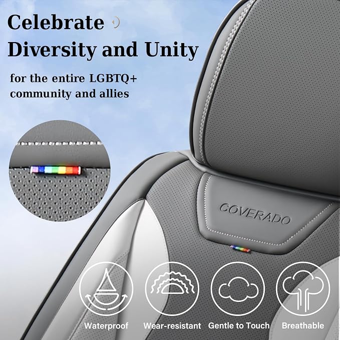 Coverado Car Seat Covers Full Set, Seat Covers for Cars, Front Seat Covers and Back Seat Cover Waterproof Leather Automotive Seat Cover, Universal Car Interior Protectors Cushion for Most Cars