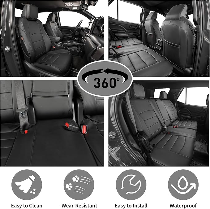 EKR Car Seat Covers Custom Fit for Toyota 4Runner(7 Seats) Full Set | for Toyota 4 Runner 2025-2026 Seat Covers for SUV,Full Wrap,Airbag Compatible,Waterproof Pet-resistant,Faux Leather(Black)